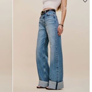 Reformation Cary Cuffed High Rise Slouchy Wide Leg Jeans